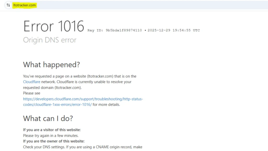 LTO Tracker Not Working 