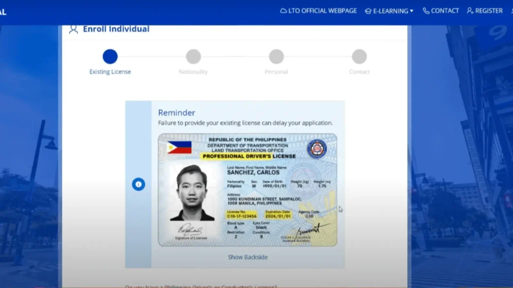 Enter Your details for lto reistration