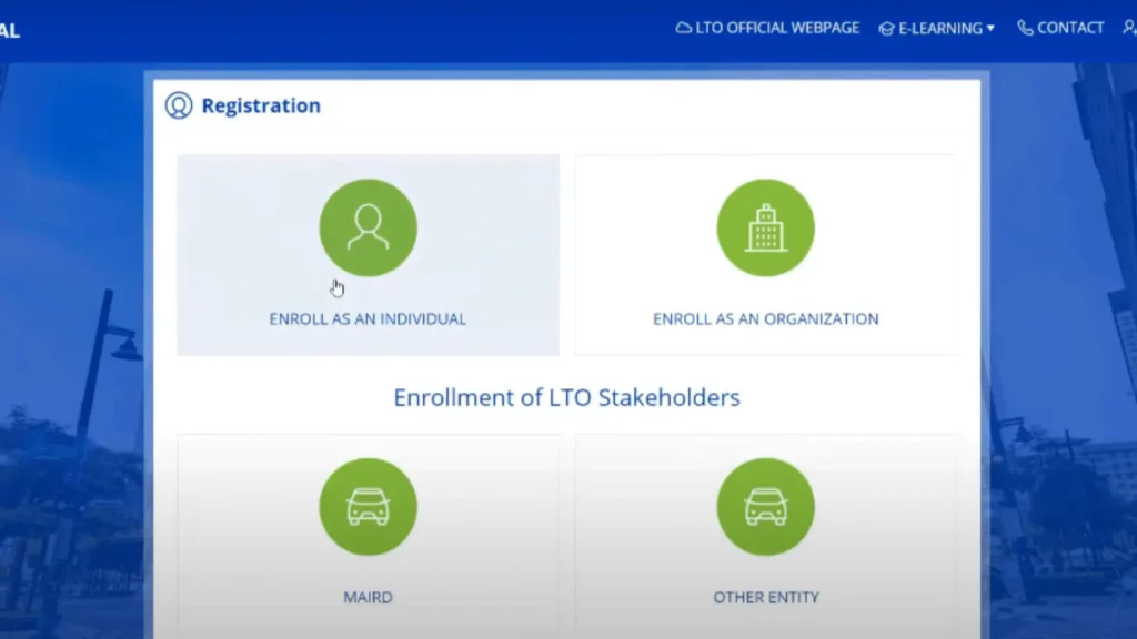 Select Individual in LTMS Registration