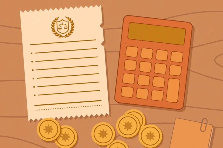 Official receipt with peso coins and calculator, LTO fee schedule theme