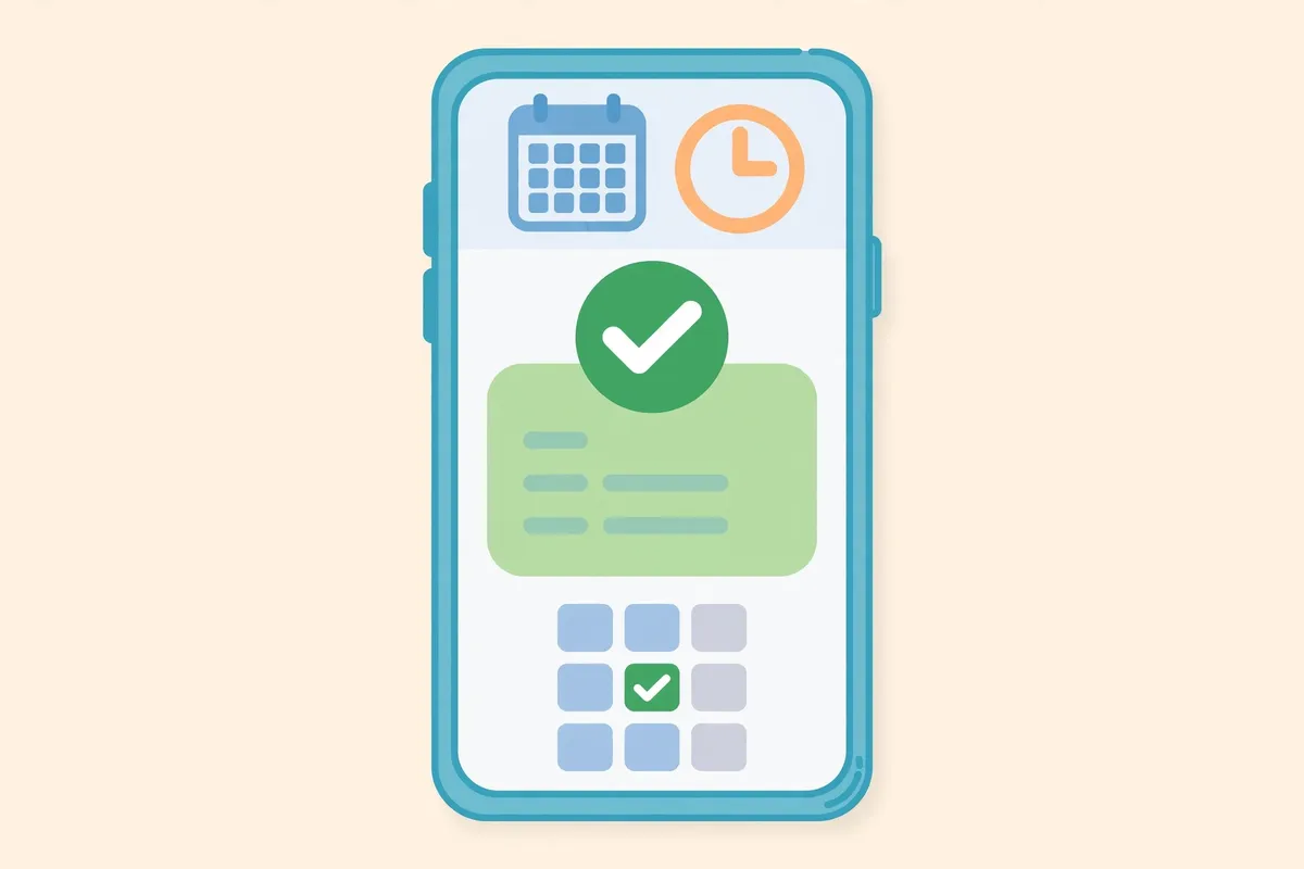 Confirmed LTO appointment on a smartphone with calendar