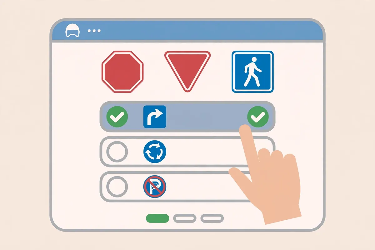 Driver taking the LTO CDE online validation exam with road sign questions