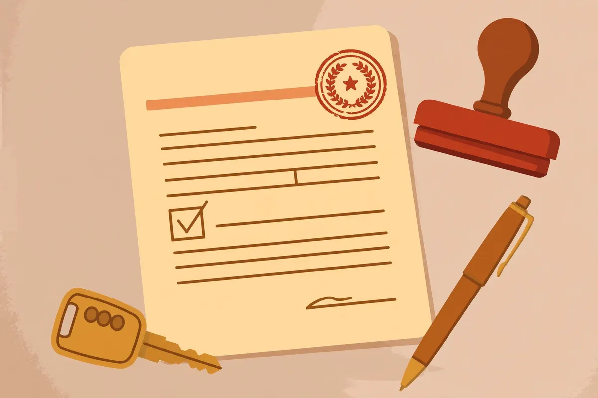 Notarized deed of sale document with pen and official stamp for LTO transfer of ownership